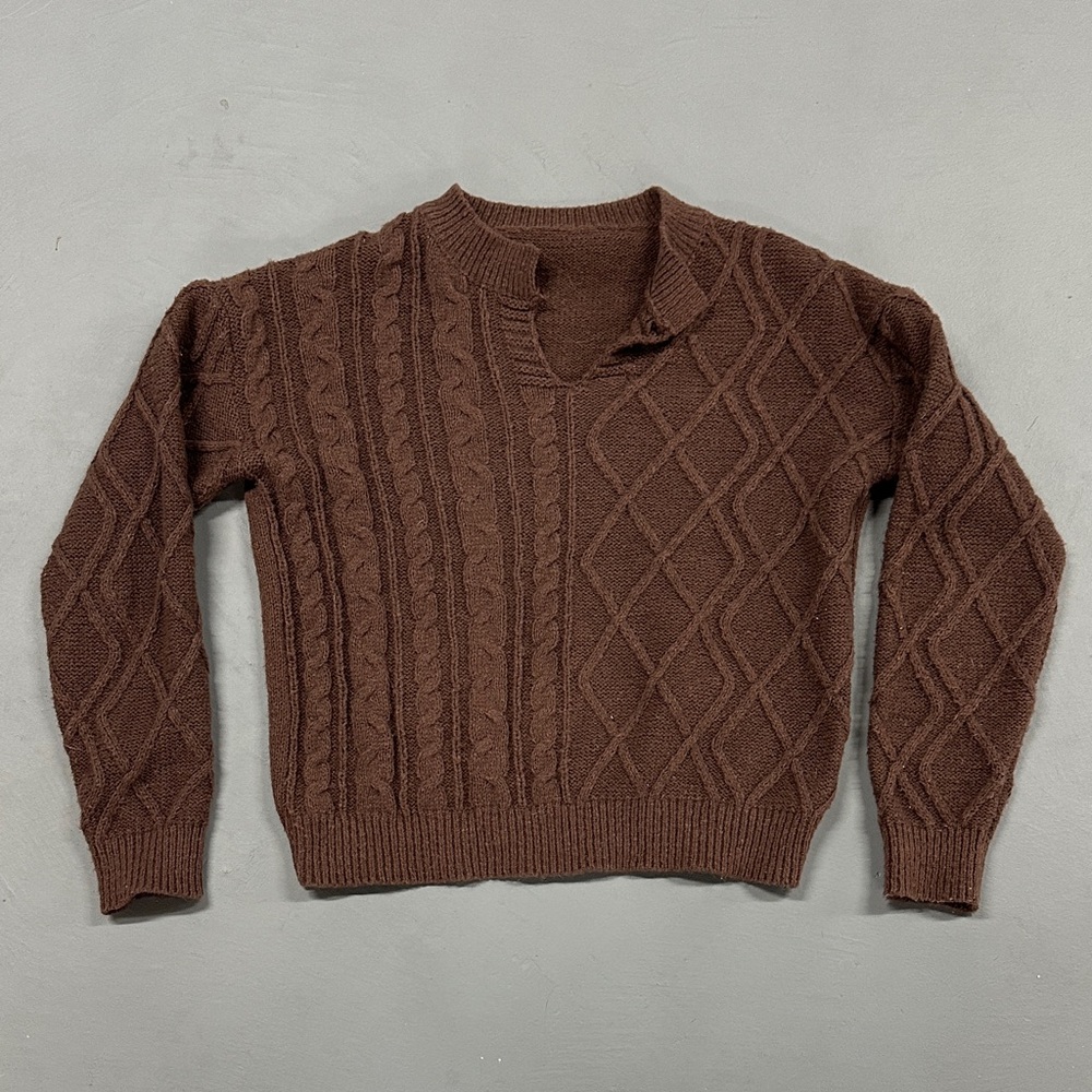Chocolate Brown Cable Knit Sweater